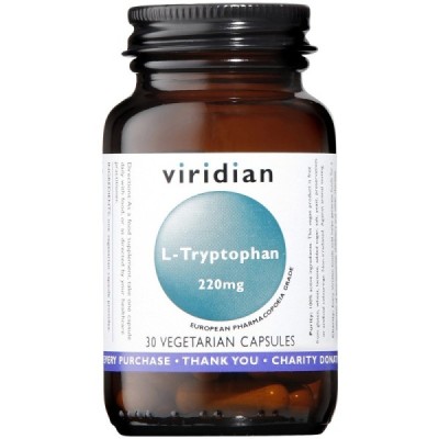 Buy Viridian L-Tryptophan 220mg Veg Caps from Mulberry Wholefoods online UK Supplier.