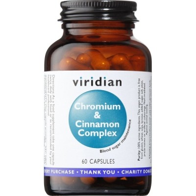 Buy Viridian Chromium and Cinnomon Complex Veg Caps from Mulberry Wholefoods online UK Supplier.