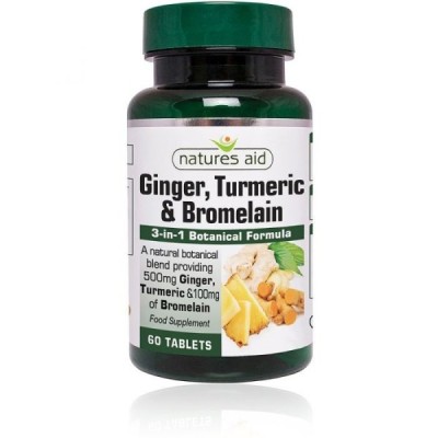 Natures Aid Ginger Turmeric & Bromelain 60 Tablets