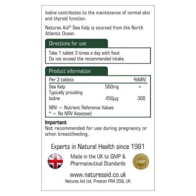 Natures Aid Sea Kelp 187mg (providing 150ug Iodine) 180 Tablets