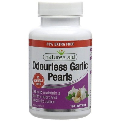 Natures Aid Garlic Pearls (Odourless) One-a-day 120 Softgels