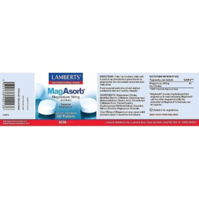 Buy Lamberts MagAsorb 60 Vitamins Minerals & Amino Acids; Bone Muscle & Joints; Pain Relief Online − UK Supplier