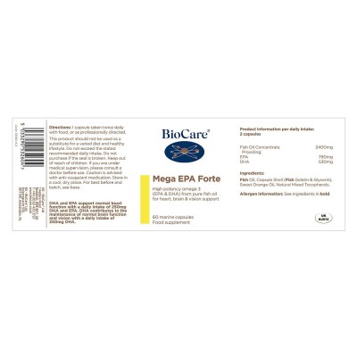 Biocare Mega EPA Forte (Omega-3 Fish Oil) 60 Marine Capsules