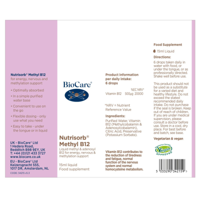 Biocare Nutrisorb Liquid Methyl B12 15ml
