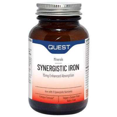Buy Quest Synergistic Iron 90 Tablets online from Mulberry Bush Wholefoods. UK Supplier of Vitamins Minerals Herbal & Holistic S