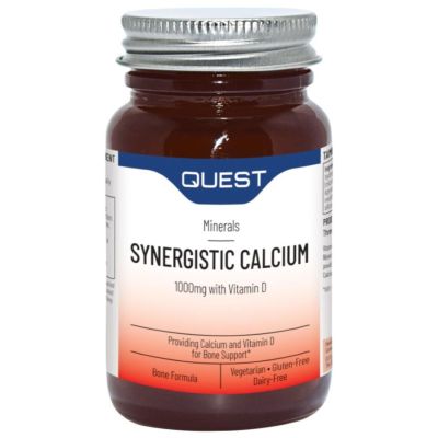 Buy Quest Synergistic Calcium 1000mg 90 Tablets online from Mulberry Bush Wholefoods. UK Supplier of Vitamins Minerals Herbal &