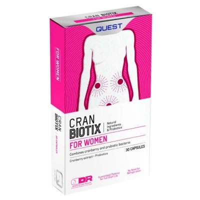 Buy Quest Cranbiotix 30 Capsules online from Mulberry Bush Wholefoods. UK Supplier of Vitamins Minerals Herbal & Holistic Supple