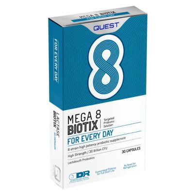 Buy Quest Mega8Biotix 30 Capsules online from Mulberry Bush Wholefoods. UK Supplier of Vitamins Minerals Herbal & Holistic Suppl