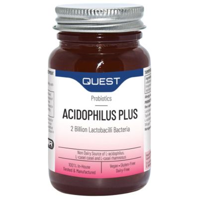 Buy Quest Acidophilus Plus 90 Capsules online from Mulberry Bush Wholefoods. UK Supplier of Vitamins Minerals Herbal & Holistic