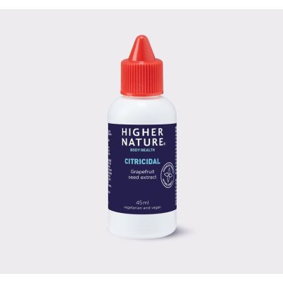 Buy Higher Nature Citricidal 45ml liquid from Mulberry Wholefoods online UK Supplier.