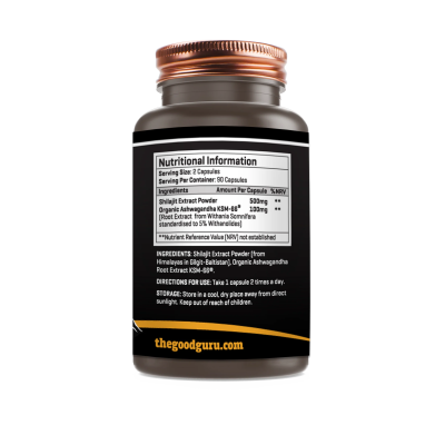 Good Guru Shilajit Gold + Organic Ashwagandha KSM66 600mg 90 capsules
