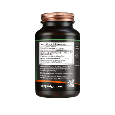 Good Guru Black Maca + Organic Ashwagandha KSM66 1200mg 90 capsules