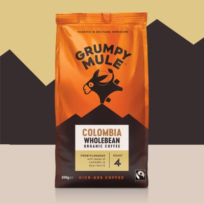 Grumpy Mule Organic Colombia Wholebean Coffee 200g