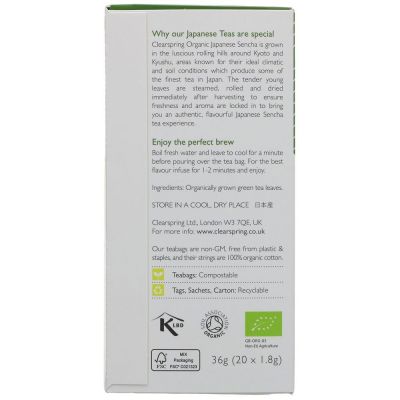 Clearspring Organic Japanese Sencha Green Tea Bags 20s