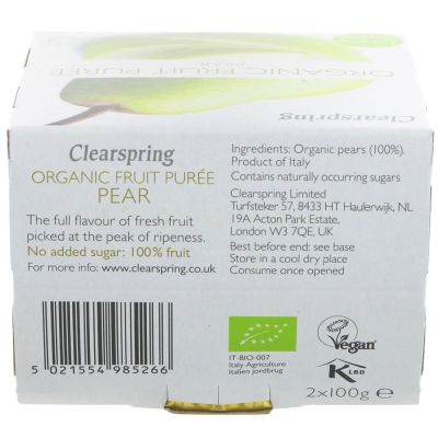 Clearspring Organic Fruit Puree - Pear 2x100g