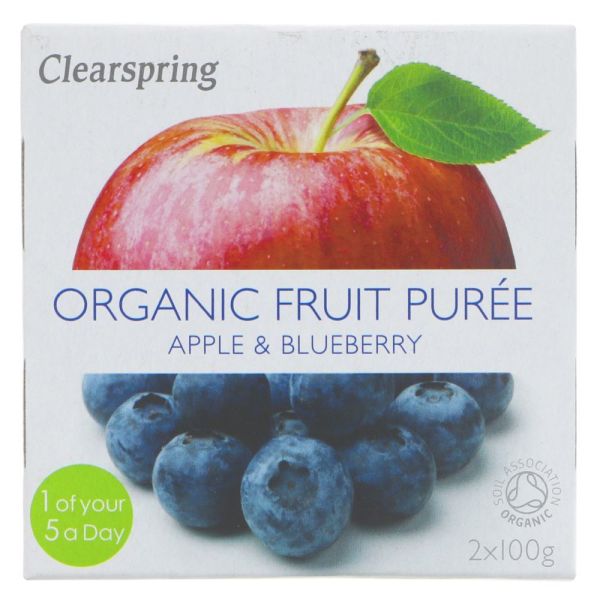 Clearspring Organic Fruit Puree - Apple & Blueberry 2x100g