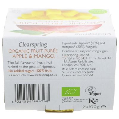 Buy Clearspring Organic Fruit Puree - Apple & Mango 2x100g Online − UK Supplier