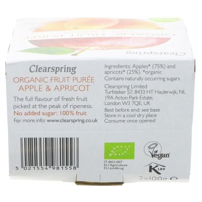 Buy Clearspring Organic Fruit Puree - Apple & Apricot 2x100g Online − UK Supplier