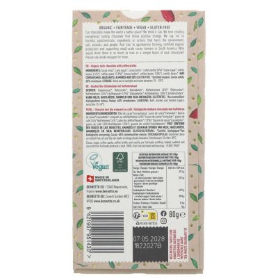 Bennetto Organic Dark Coffee Chocolate 80g