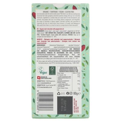 Bennetto Organic Dark Mint Chocolate 80g