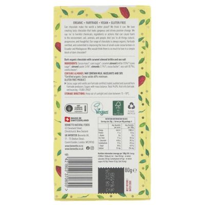 Bennetto Organic Dark Crunchy Caramel Chocolate 80g
