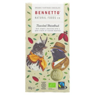 Bennetto Organic Toasted Hazelnut Dark Chocolate 80g