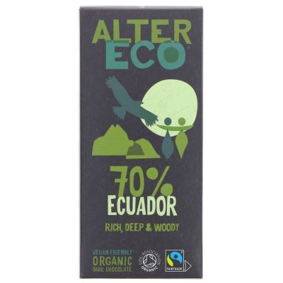 AlterEco Organic 70% Equador Dark Chocolate 100g