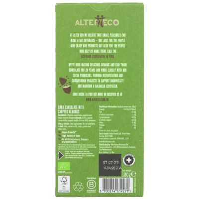 AlterEco Organic Dark Chocolate Almond 100g