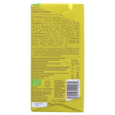 Seed & Bean Organic Aromatic Cardamom & Lemon Dark Chocolate 85g