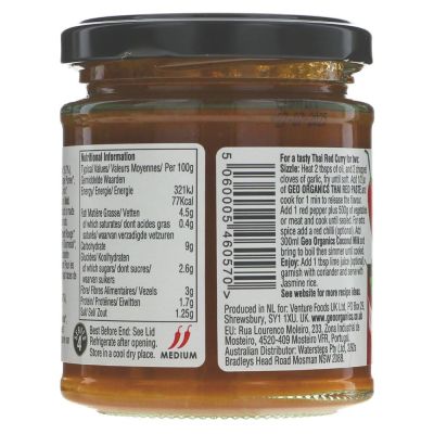 Geo Organics Thai Red Curry Paste 180g