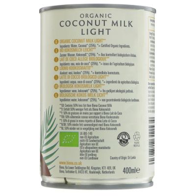 Biona Organic Light Coconut Milk 400ml