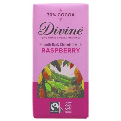 Divine Fair Trade Dark Chocolate & Raspberries 90g