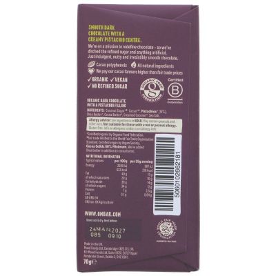Ombar Centres Pistachio Raw Chocolate Bar 70g