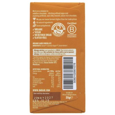 Ombar Dark 72% Raw Chocolate Bar 35g