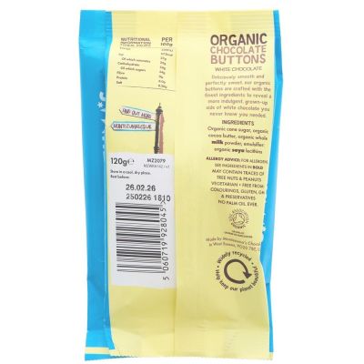 Montezumas Organic White Chocolate Buttons 120g