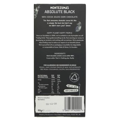 Montezumas Absolute Black 100% 90g