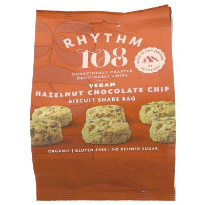 Rhythm 108 Organic Hazelnut Chocolate Chip Biscuit Sharing Bag 135g
