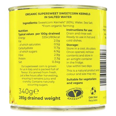 Suma Organic Supersweet Sweetcorn 340g