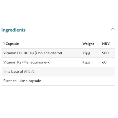 Buy Viridian Vitamin D3 & K2- 90 Veg Caps Online − UK Supplier