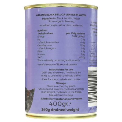 Suma Organic Black Beluga Lentils 400g