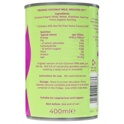 Suma Organic Light Coconut Milk 400ml