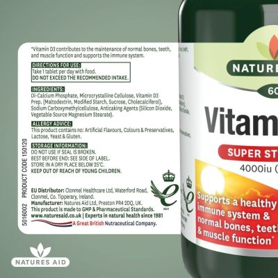 Natures Aid Vitamin D3 4000iu 60 +33% FREE