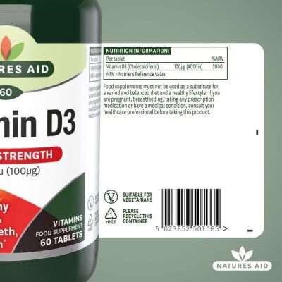 Natures Aid Vitamin D3 4000iu 60 +33% FREE