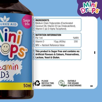 Natures Aid Vitamin D3 400iu Mini Drops for infants & children 50ml