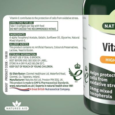 Natures Aid Vitamin E 400iu Natural Form 60 Softgels