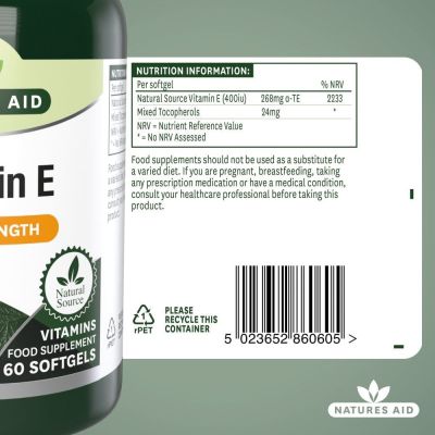 Natures Aid Vitamin E 400iu Natural Form 60 Softgels