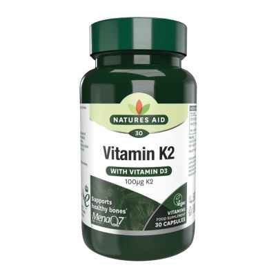 Natures Aid Vitamin K2 (100ug) MenaQ7 (with Vitamin D3) 30 Vcaps