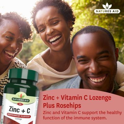 Natures Aid Zinc Lozenge (Peppermint) with Rosehip + Vitamin C 30 Lozenges