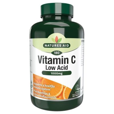 Natures Aid Vitamin C 1000mg Low Acid 240 Tablets 33% Extra