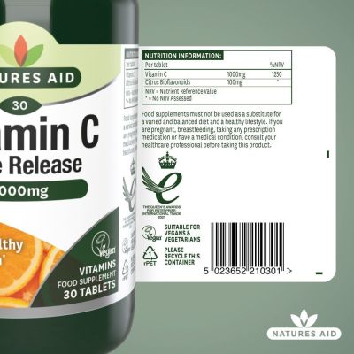 Natures Aid Vitamin C 1000mg Time Release (with Citrus Bioflavonoids) 90 Tablets